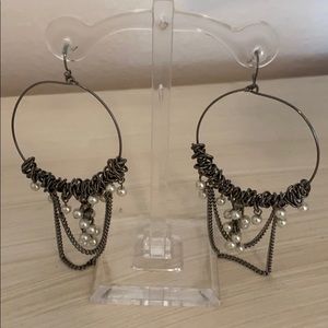 Pearl and Chain statement earrings